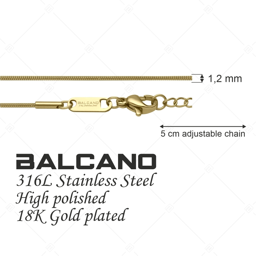 BALCANO - Snake / Nemesacél kígyólánc típusú nyaklánc 18K arany bevonattal - 1,2 mm (341211BC88)