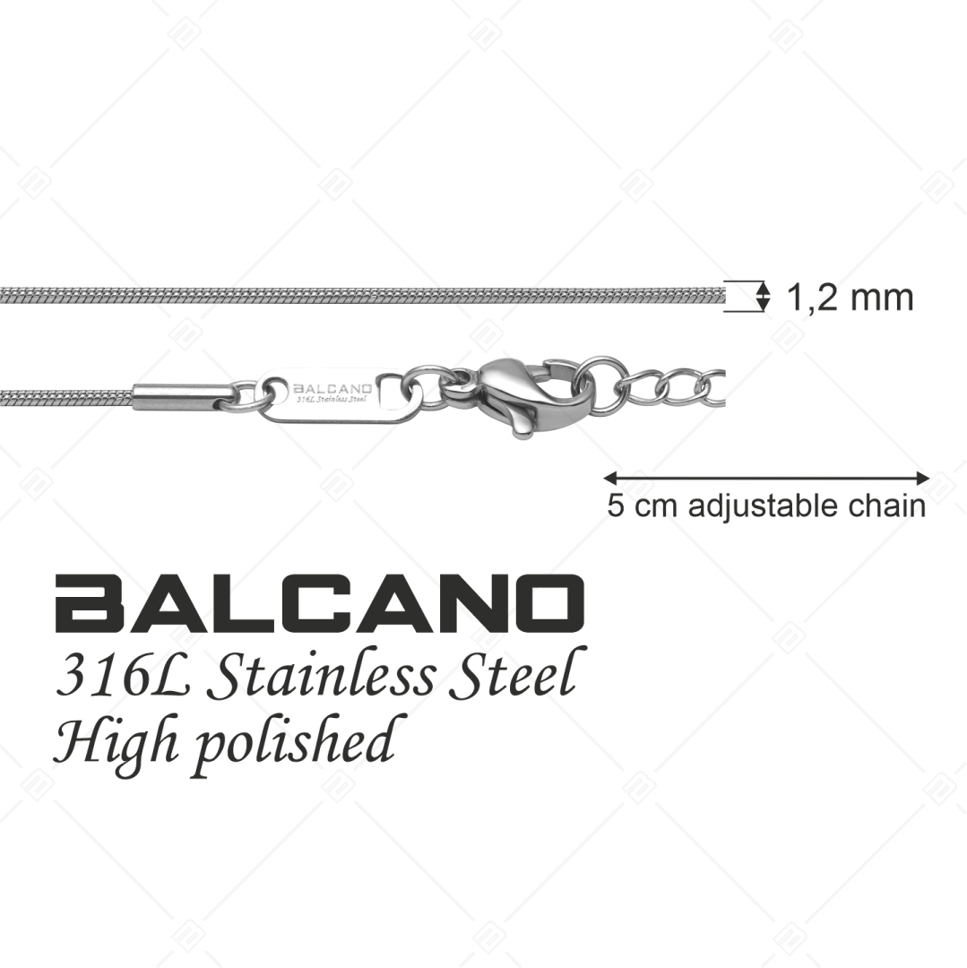 BALCANO - Snake / Nemesacél kígyólánc típusú nyaklánc magasfényű polírozással - 1,2 mm (341211BC97)