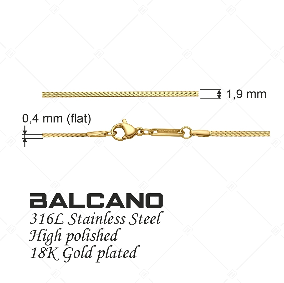 BALCANO - Flattened Snake / Lapított nemesacél kígyólánc 18K arany bevonattal - 1,9 mm (341215BC88)