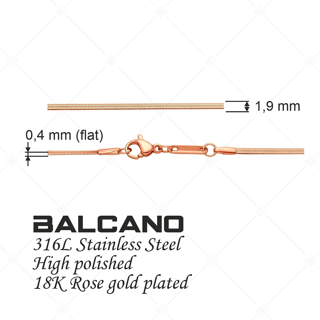 BALCANO - Flattened Snake / Lapított nemesacél kígyólánc 18K rozé arany bevonattal - 1,9 mm (341215BC96)