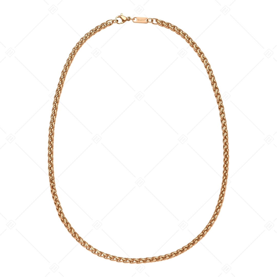 BALCANO - Braided / Nemesacél fonott láncos nyaklánc 18K rozé arany bevonattal - 4 mm (341216BC96)