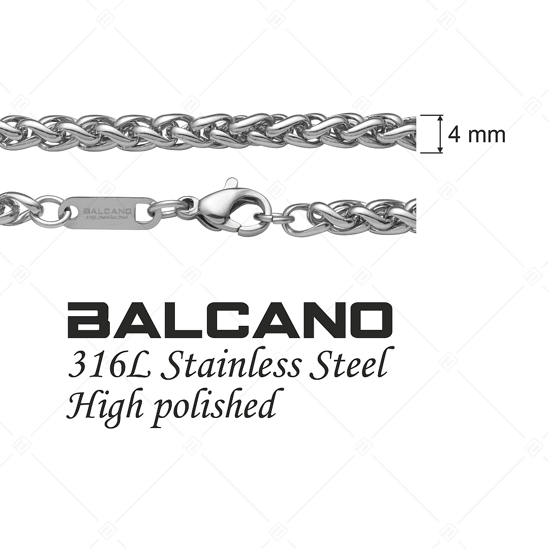 BALCANO - Braided / Nemesacél fonott láncos nyaklánc magasfényű polírozással - 4 mm (341216BC97)