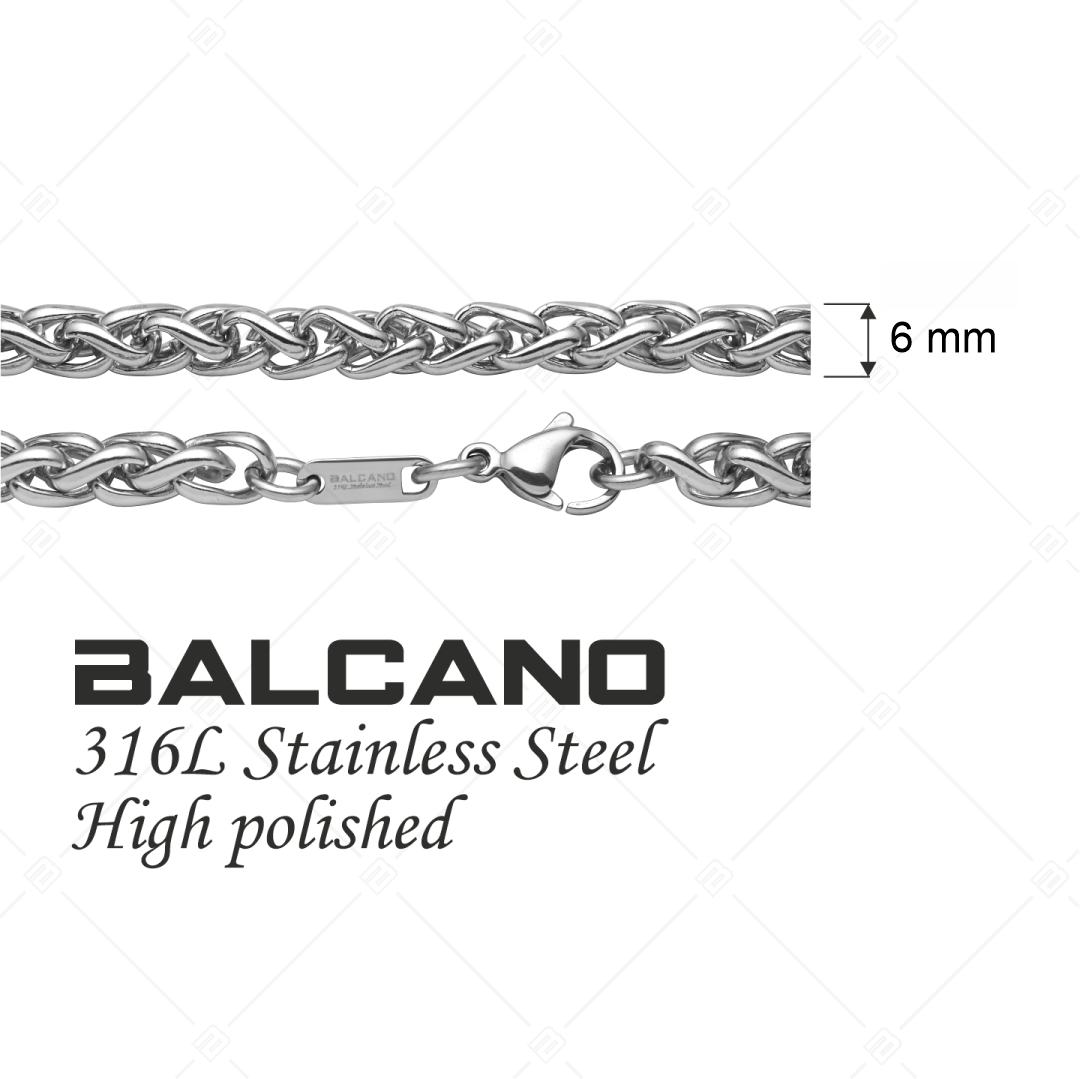 BALCANO - Braided / Nemesacél fonott láncos nyaklánc magasfényű polírozással - 6 mm (341218BC97)