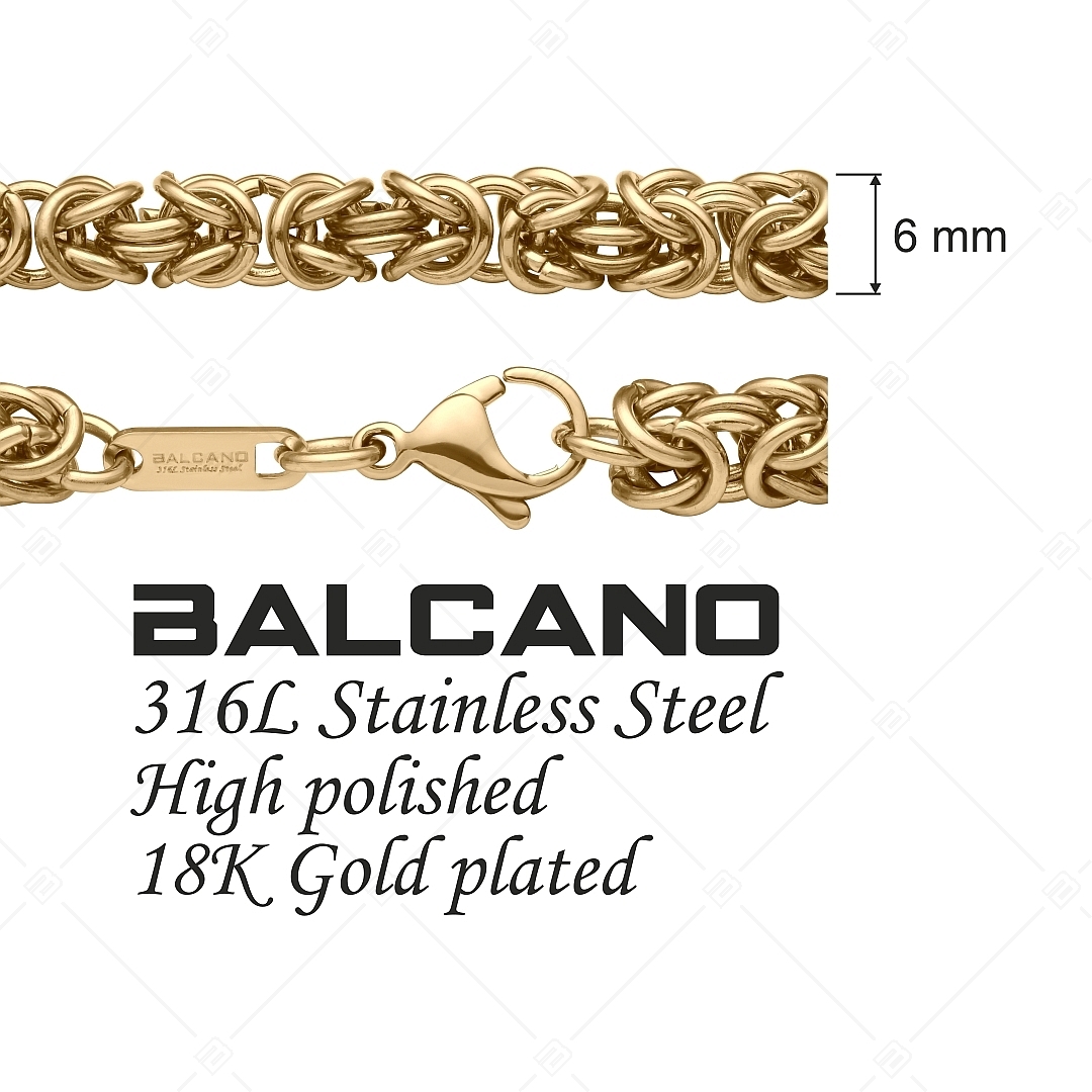 BALCANO - King’s Braid / Kerek szemes királylánc, bizánci nyaklánc 18K arany bevonattal - 6 mm (341219BC88)