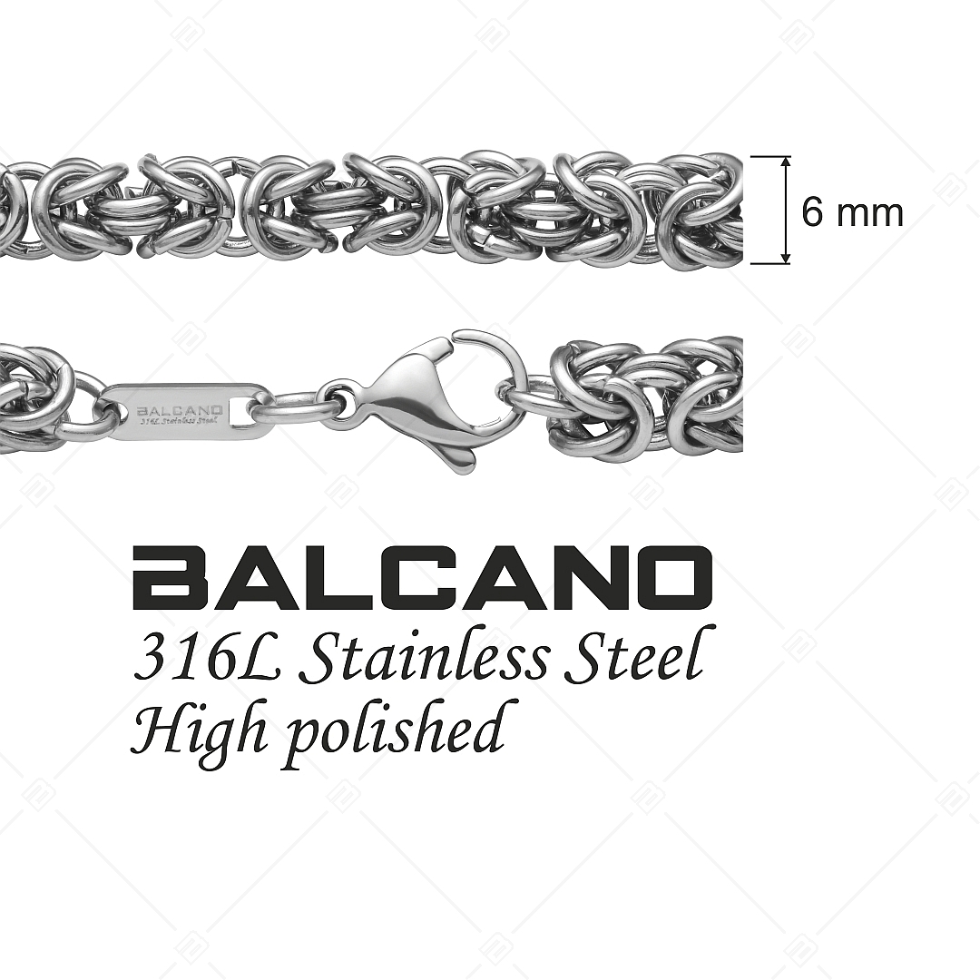 BALCANO - King’s Braid / Nemesacél kerek szemes királylánc, bizánci nyaklánc, magasfényű polírozással - 6 mm (341219BC97)