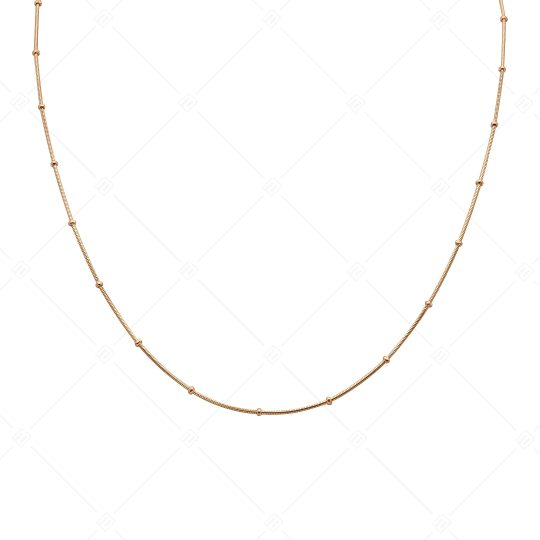 BALCANO - Beaded Snake / Nemesacél bogyós kígyólánc típusú nyaklánc 18K rozé arany bevonattal - 1 mm (341220BC96)