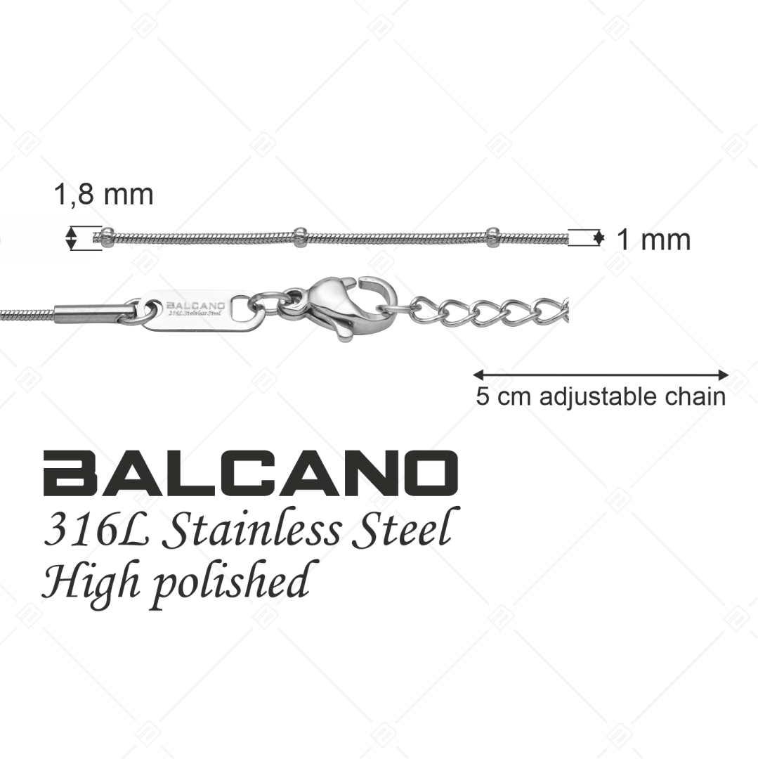 BALCANO - Beaded Snake / Nemesacél bogyós kígyólánc típusú nyaklánc magasfényű polírozással - 1 mm (341220BC97)