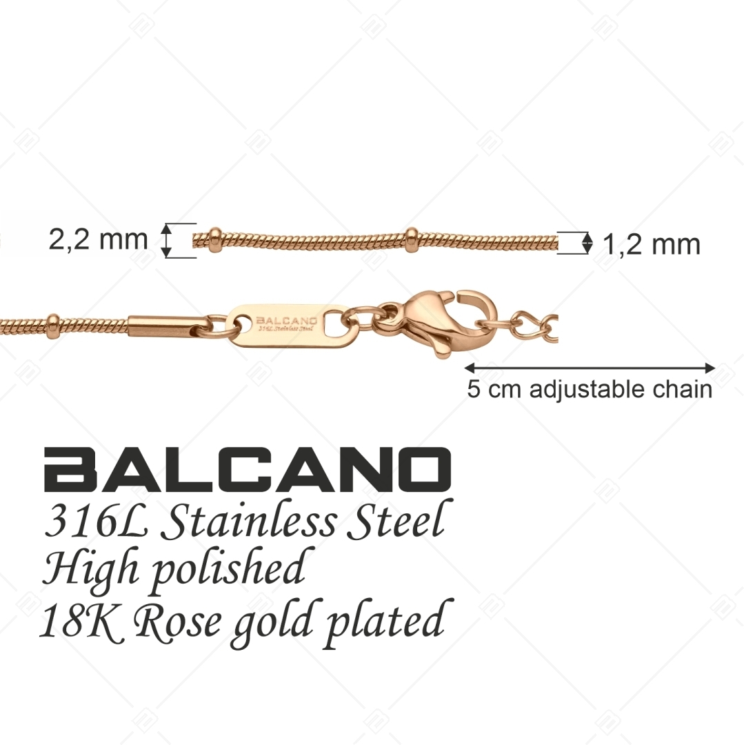 BALCANO - Beaded Snake / Nemesacél Bogyós kígyólánc típusú nyaklánc 18K rozé arany bevonattal - 1,2 mm (341221BC96)