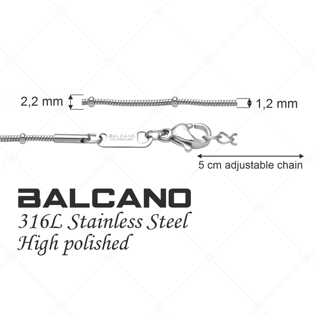 BALCANO - Beaded Snake / Nemesacél bogyós kígyólánc típusú nyaklánc magasfényű polírozással - 1,2 mm (341221BC97)
