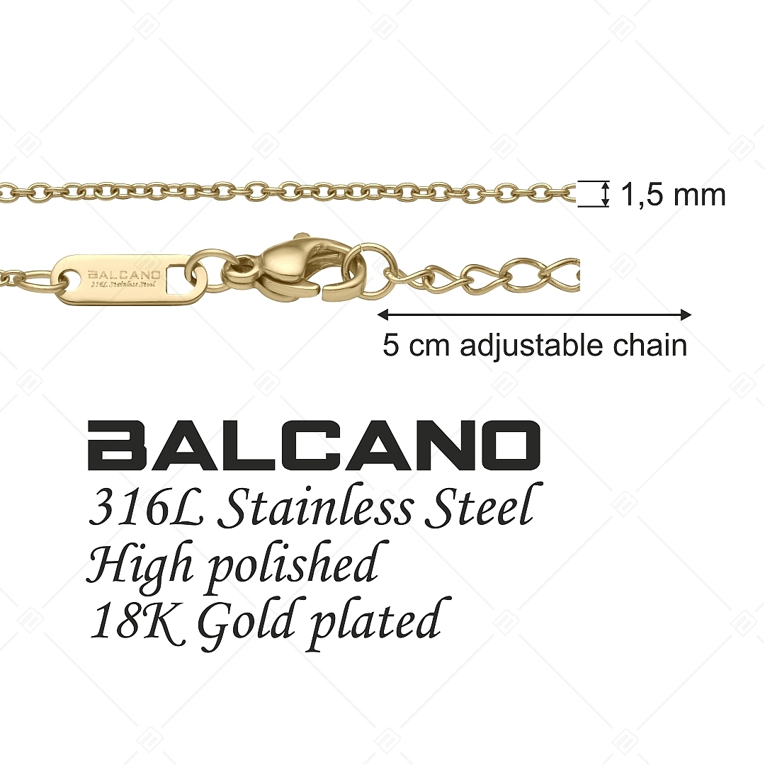 BALCANO - Cable Chain / Nemesacél anker nyaklánc 18K arany bevonattal - 1,5 mm (341232BC88)