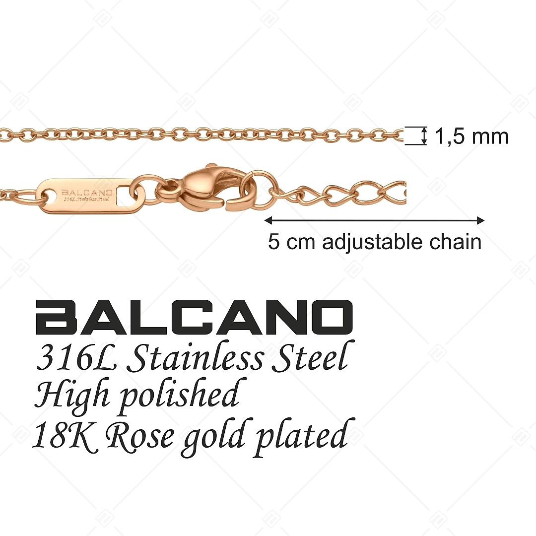 BALCANO - Cable Chain / Nemesacél anker nyaklánc 18K rozé arany bevonattal - 1,5 mm (341232BC96)