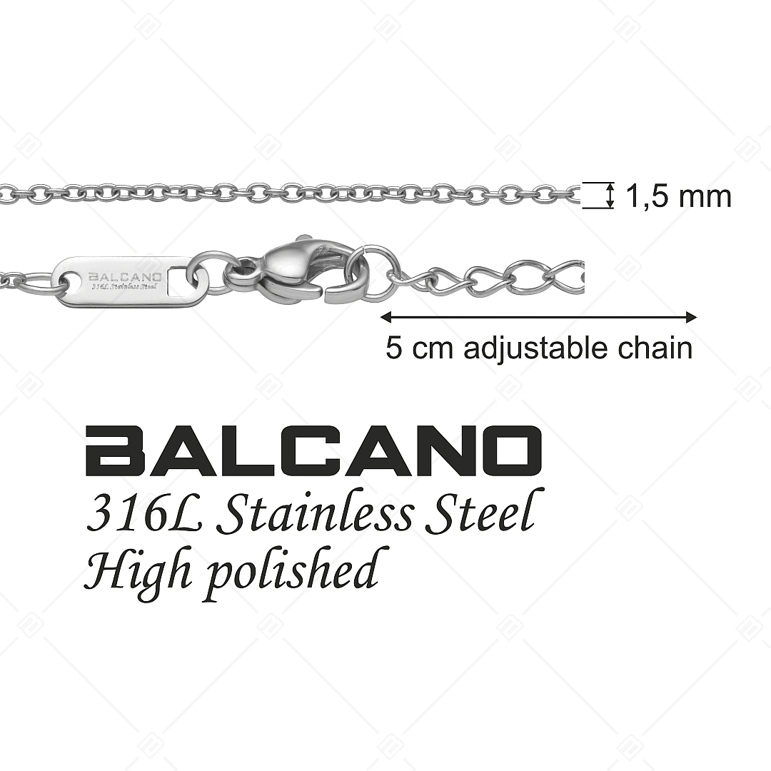 BALCANO - Cable Chain / Nemesacél anker nyaklánc magasfényű polírozással - 1,5 mm (341232BC97)