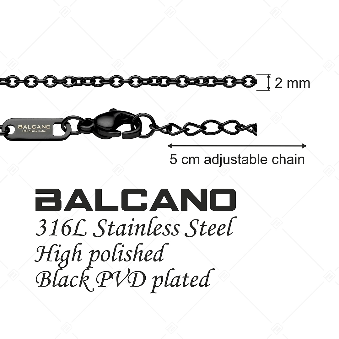 BALCANO - Cable Chain / Nemesacél anker nyaklánc fekete PVD bevonattal - 2 mm (341233BC11)