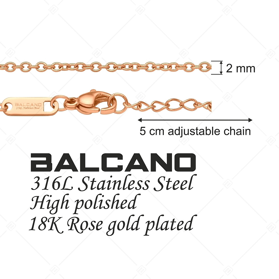 BALCANO - Cable Chain / Nemesacél anker nyaklánc 18K rozé arany bevonattal - 2 mm (341233BC96)
