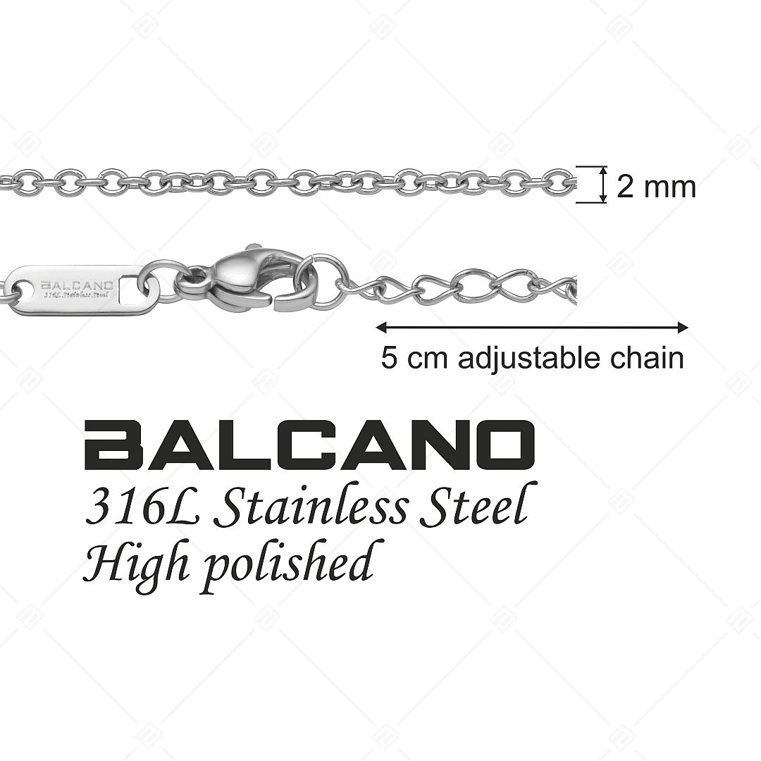 BALCANO - Cable Chain / Nemesacél anker nyaklánc magasfényű polírozással - 2 mm (341233BC97)