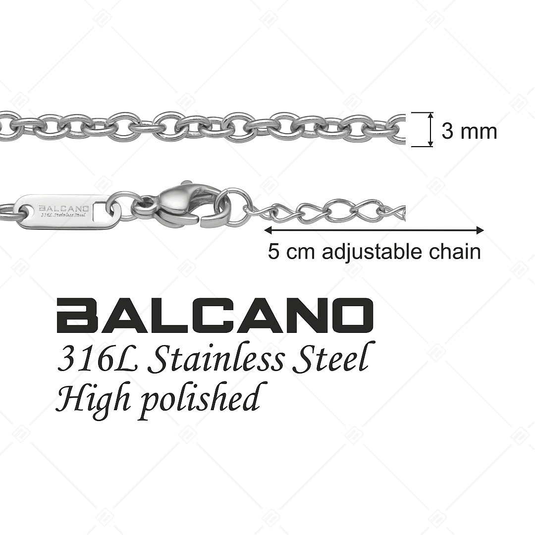 BALCANO - Cable Chain / Nemesacél anker nyaklánc magasfényű polírozással - 3 mm (341235BC97)