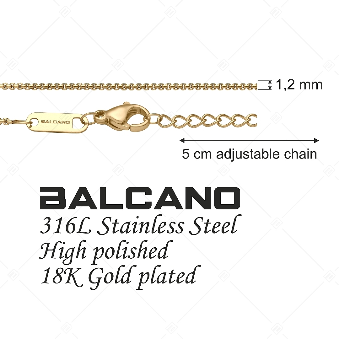 BALCANO - Round Venetian / Nemesacél kerekített velencei kocka nyaklánc 18K arany bevonatta - 1,2 mm (341241BC88)