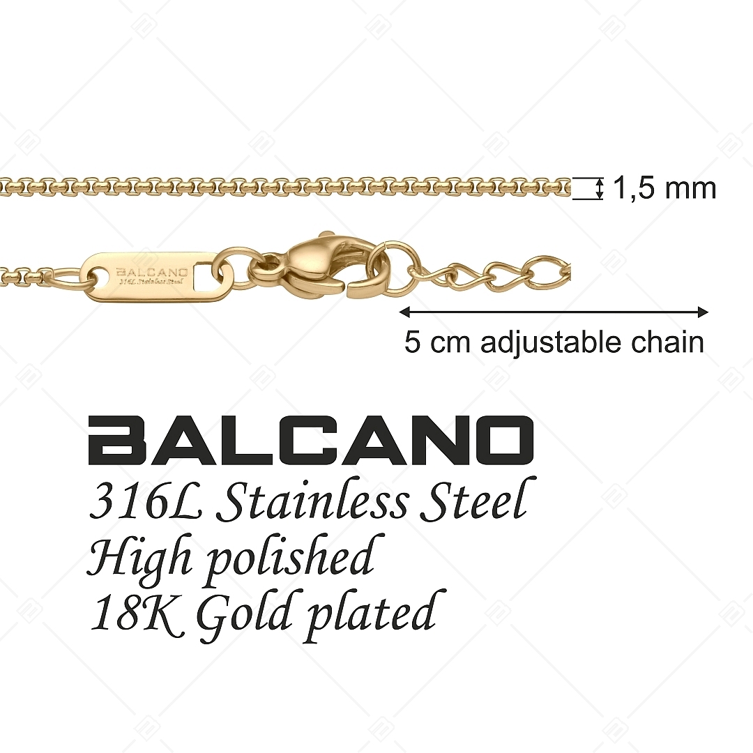 BALCANO - Round Venetian / Nemesacél kerekített velencei kocka nyaklánc 18K arany bevonattal - 1,5 mm (341242BC88)