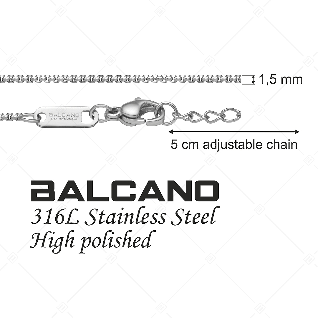 BALCANO - Round Venetian / Nemesacél kerekített velencei kocka nyaklánc magasfényű polírozással - 1,5 mm (341242BC97)