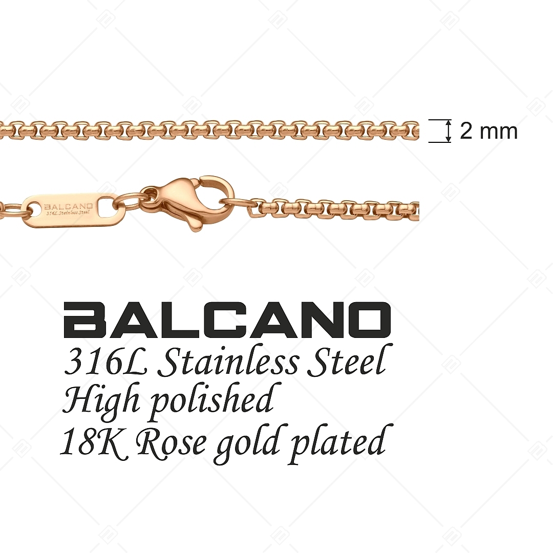BALCANO - Round Venetian / Nemesacél kerekített velencei kocka nyaklánc 18K rozé arany bevonattal- 2 mm (341243BC96)