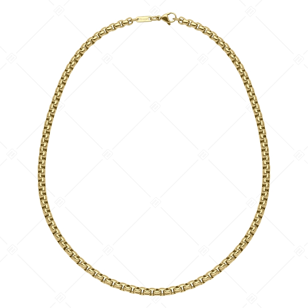 BALCANO - Round Venetian / Nemesacél kerekített szemes velencei kocka nyaklánc 18K arany bevonattal - 5 mm (341247BC88)