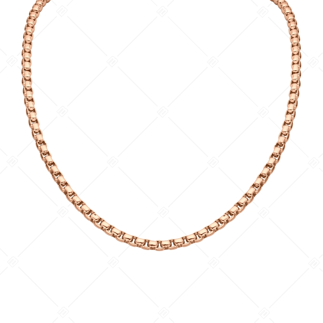 BALCANO - Round Venetian / Nemesacél kerekített szemes velencei kocka nyaklánc 18K rozé arany bevonattal - 5 mm (341247BC96)