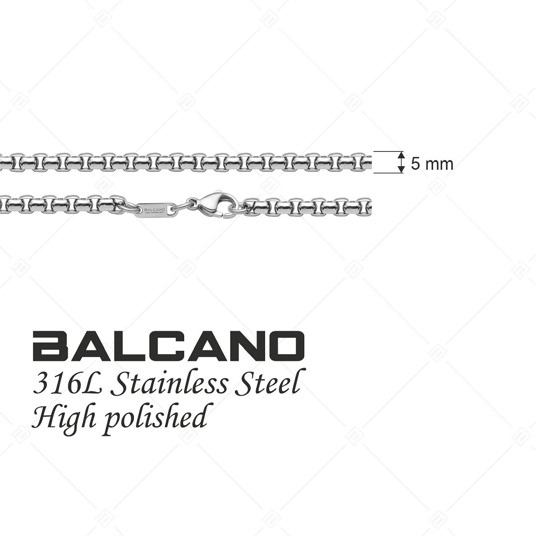 BALCANO - Round Venetian / Nemesacél kerekített szemes velencei kocka nyaklánc magasfényű polírozással - 5 mm (341247BC97)