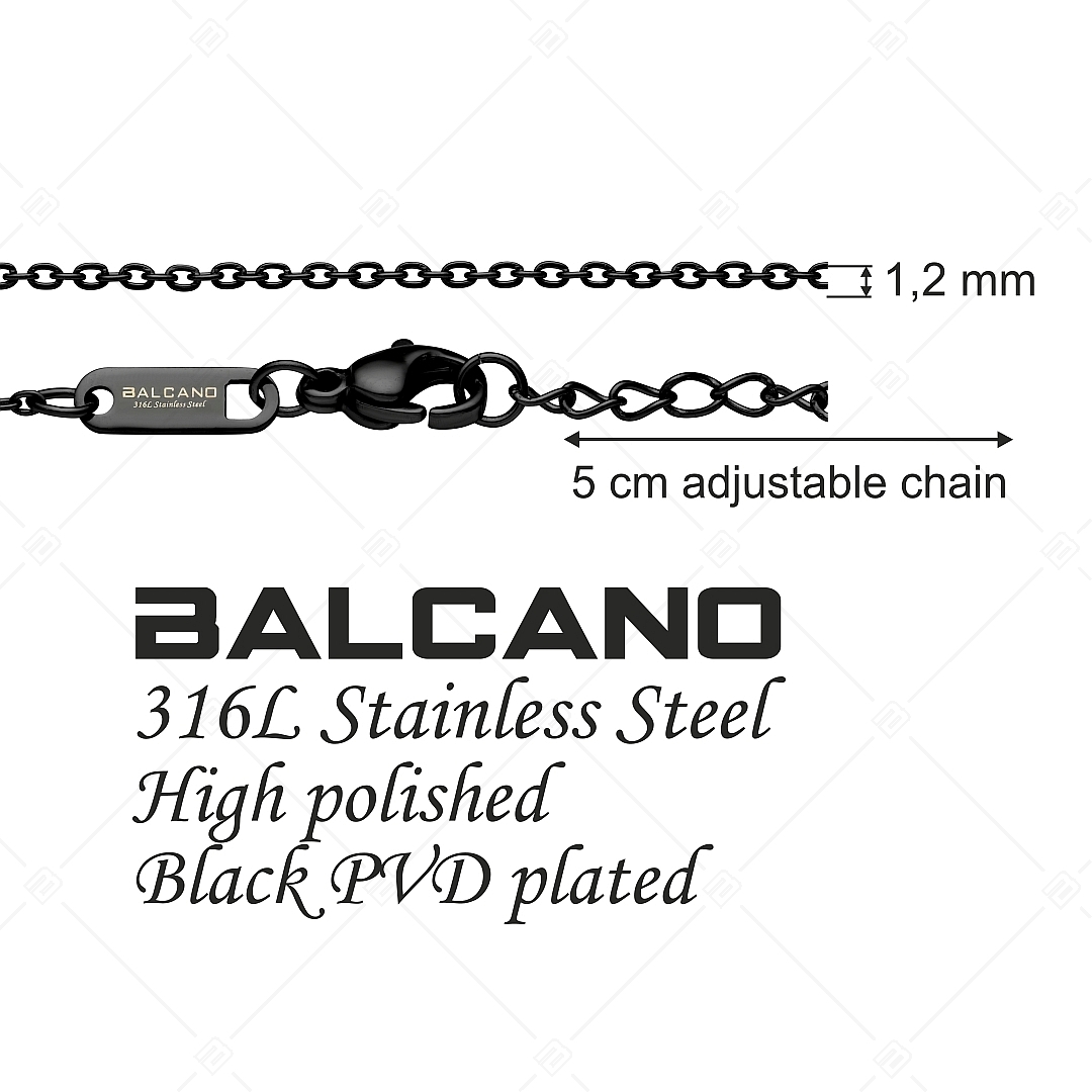 BALCANO - Flat Cable / Nemesacél lapított szemes anker nyaklánc fekete PVD bevonattal - 1,2 mm (341251BC11)