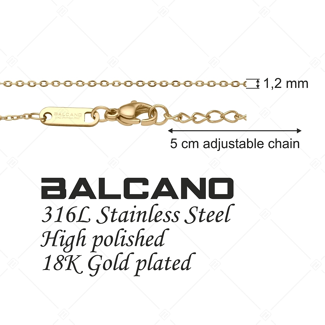 BALCANO - Flat Cable / Nemesacél lapított szemes anker nyaklánc 18K arany bevonattal - 1,2 mm (341251BC88)