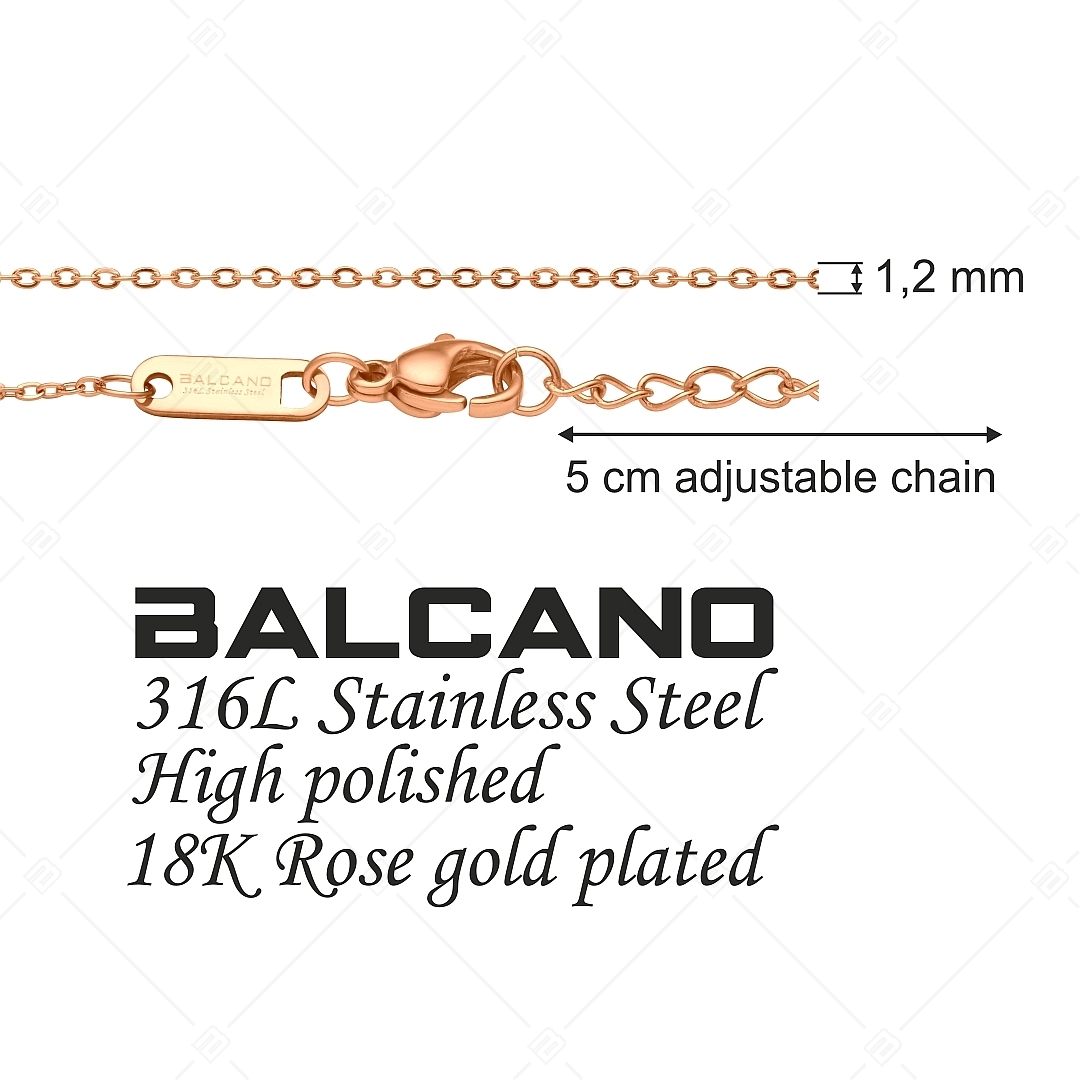 BALCANO - Flat Cable / Nemesacél lapított szemes anker nyaklánc 18K rozé arany bevonattal - 1,2 mm (341251BC96)