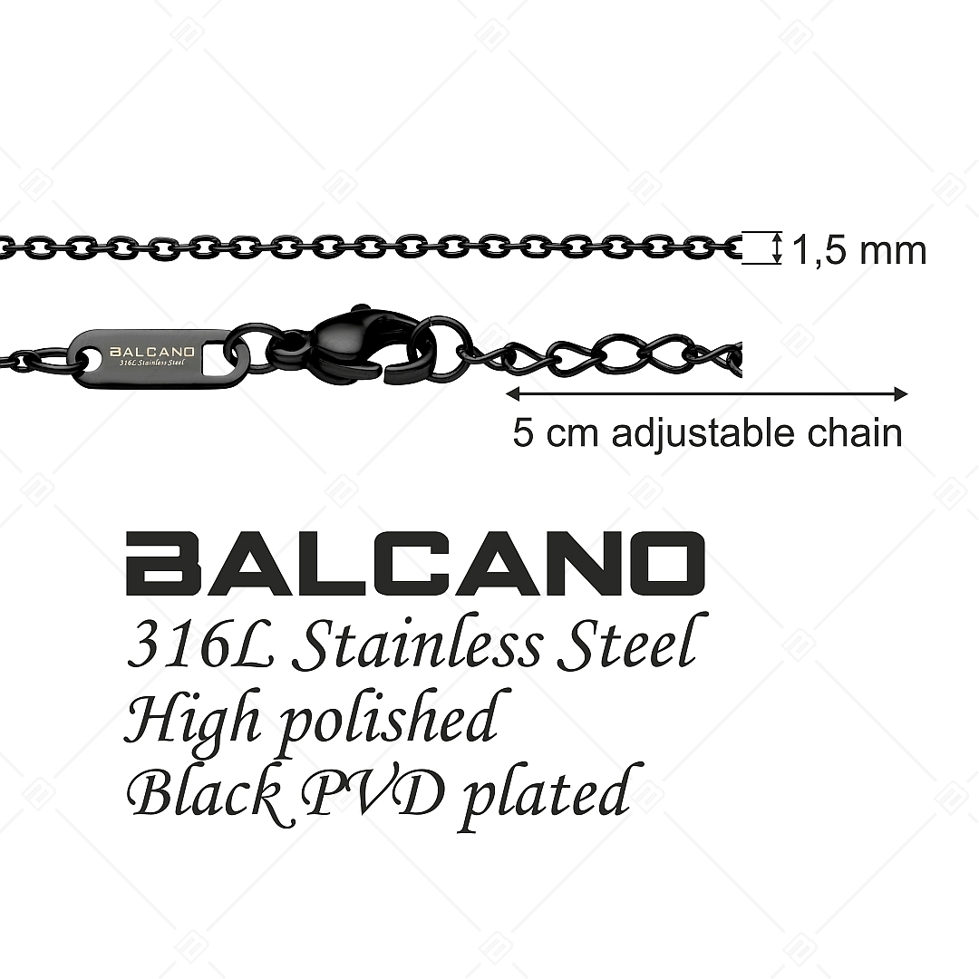 BALCANO - Flat Cable / Nemesacél lapított szemes anker nyaklánc fekete PVD bevonattal - 1,5 mm (341252BC11)