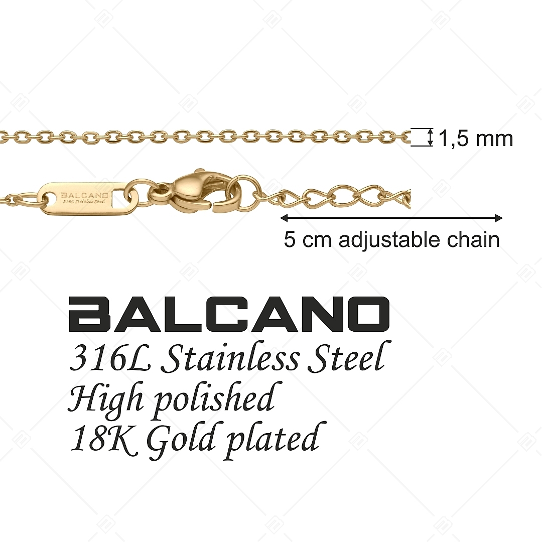 BALCANO - Flat Cable / Nemesacél lapított szemes anker nyaklánc 18K arany bevonattal - 1,5 mm (341252BC88)