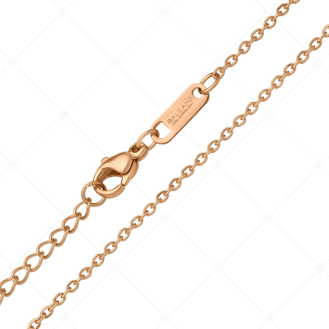 BALCANO - Flat Cable / Nemesacél lapított szemes anker nyaklánc 18K rozé arany bevonattal - 1,5 mm