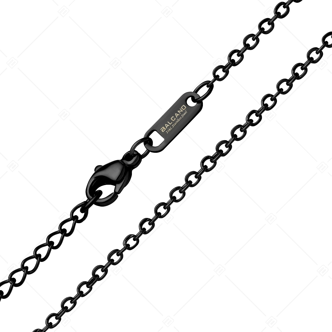 BALCANO - Flat Cable / Nemesacél lapított szemes anker nyaklánc fekete PVD bevonattal - 2 mm (341253BC11)