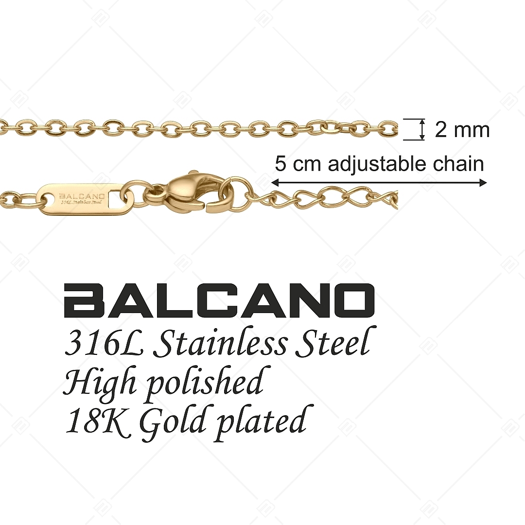 BALCANO - Flat Cable / Nemesacél lapított szemes anker nyaklánc 18K arany bevonattal- 2 mm (341253BC88)