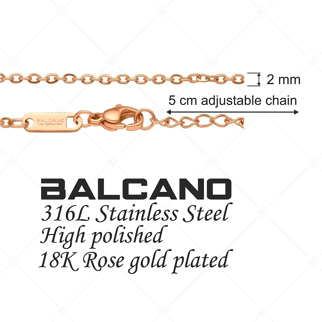 BALCANO - Flat Cable / Nemesacél lapított szemes anker nyaklánc 18K rozé arany bevonattal - 2 mm (341253BC96)