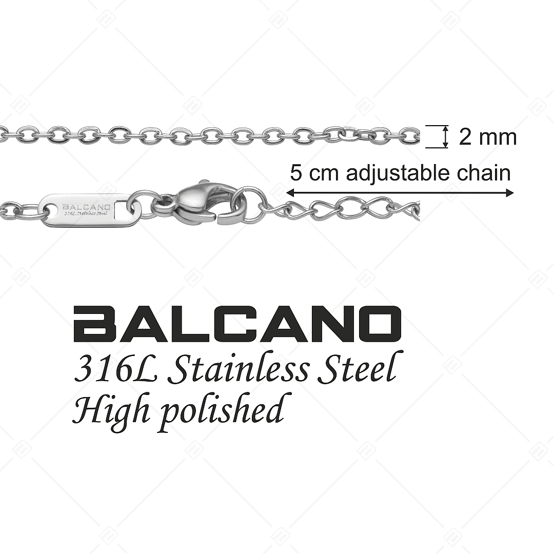 BALCANO - Flat Cable / Nemesacél lapított szemes anker nyaklánc magasfényű polírozással - 2 mm (341253BC97)