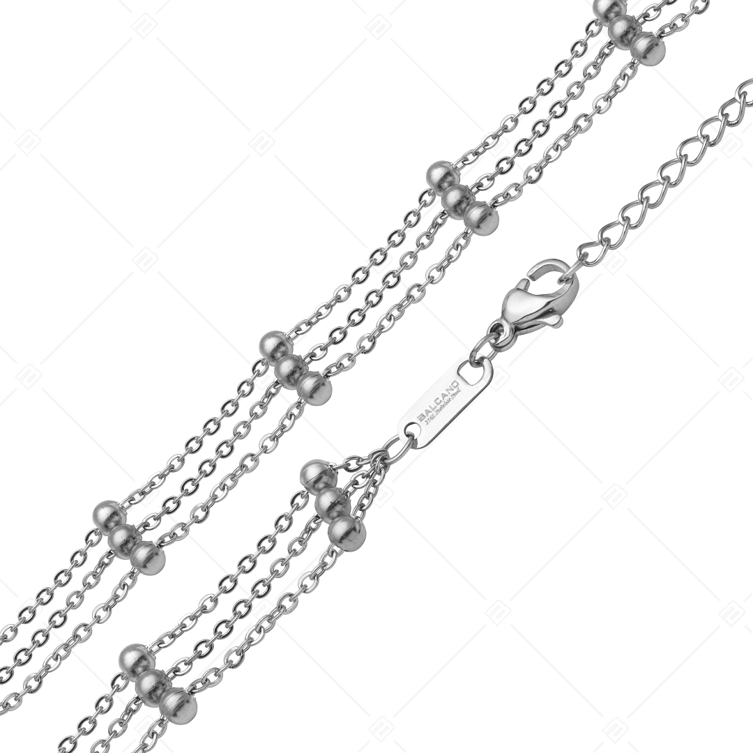 BALCANO - Beaded Cable / Nemesacél bogyós lapított többsoros anker nyaklánc magasfényű polírozással