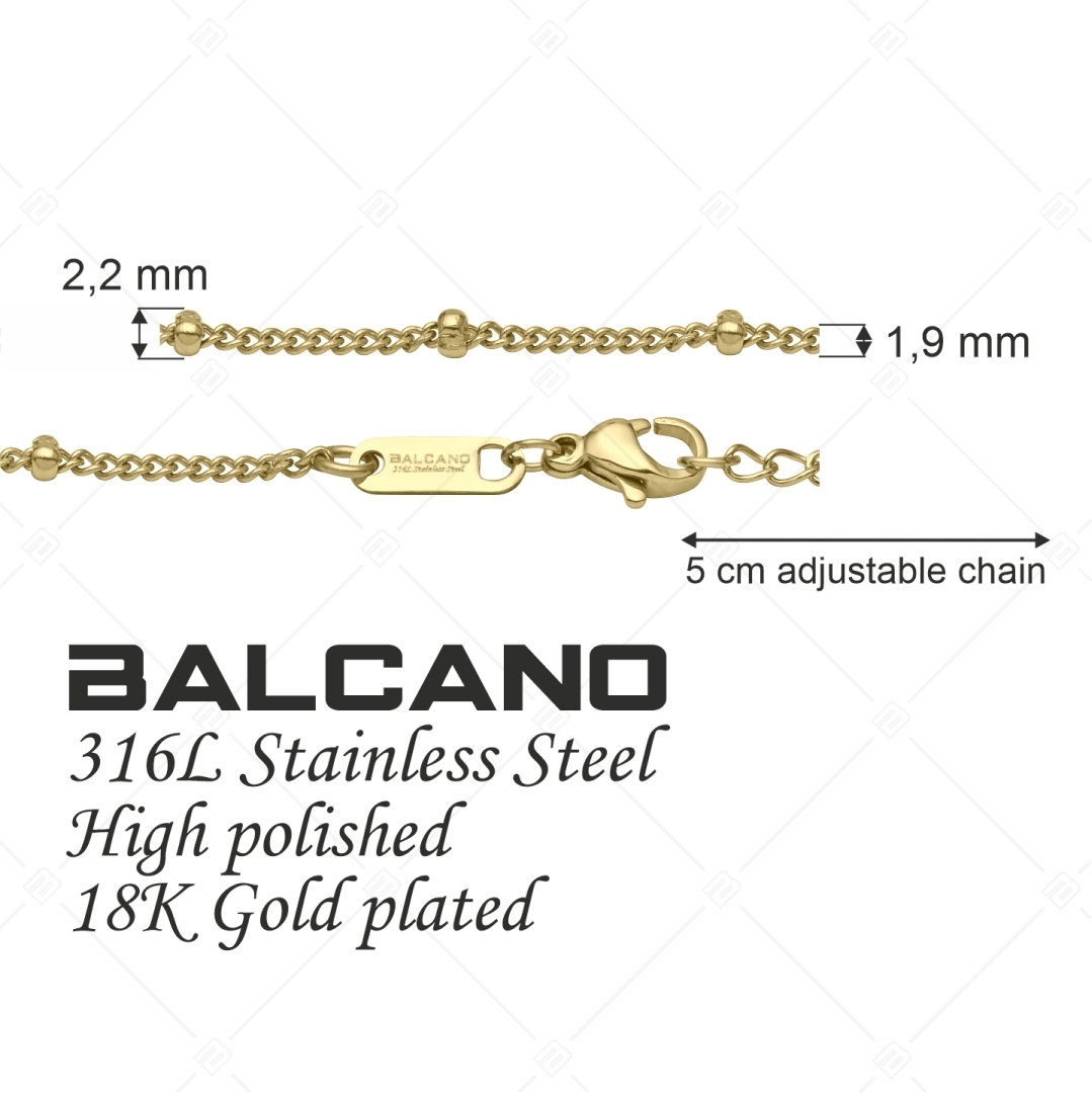 BALCANO - Saturn / Nemesacél bogyós pancer nyaklánc 18K arany bevonattal - 2 mm (341263BC88)