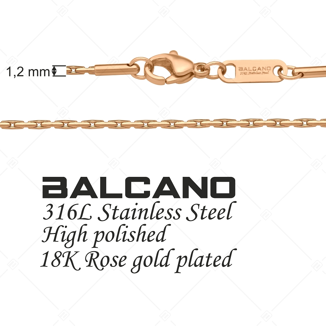 BALCANO - Cobra / Nemesacél kobra nyaklánc 18K rozé arany bevonattal - 1,2 mm (341271BC96)