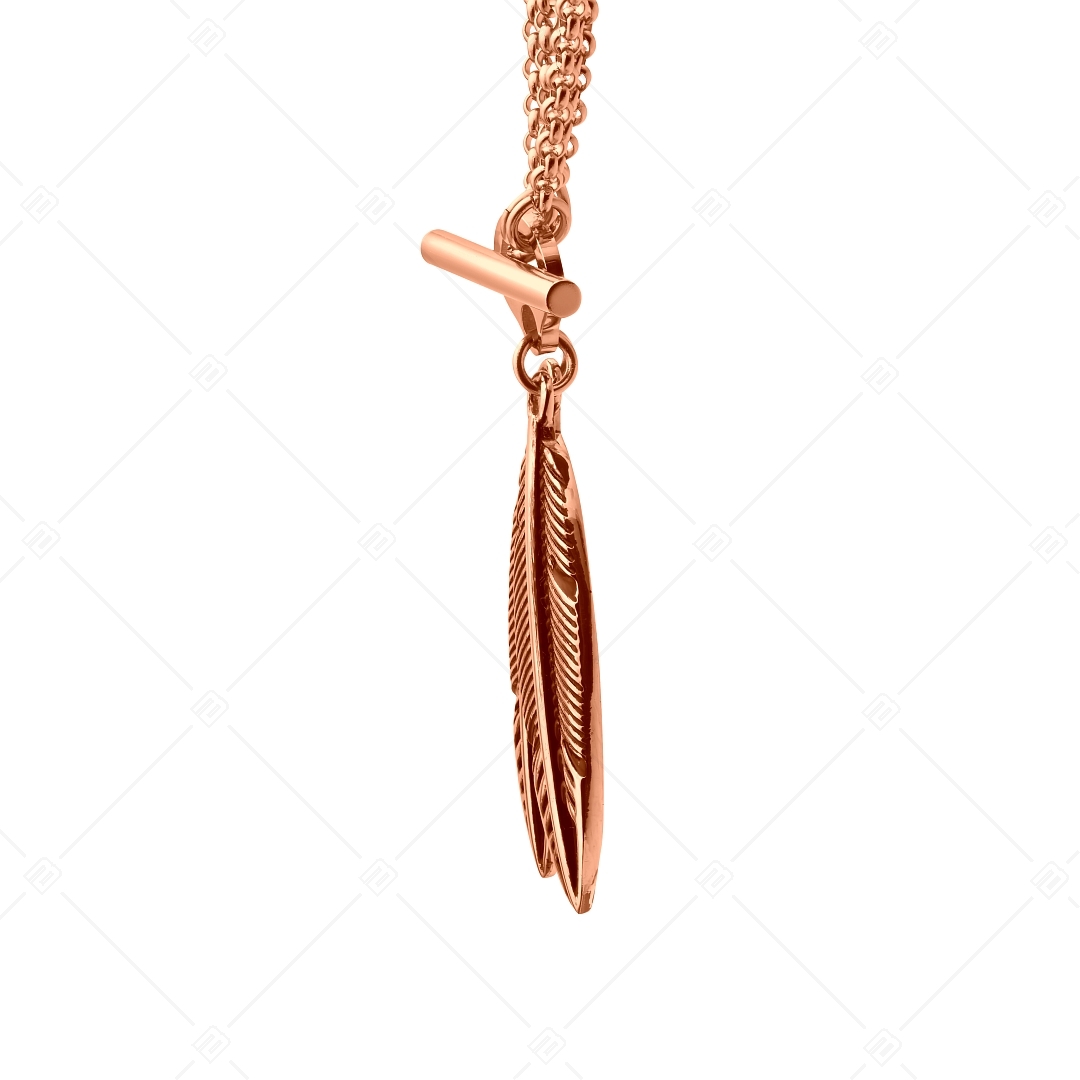 BALCANO - Pluma / Két toll nemesacél medál dupla soros belcher nyaklánccal, 18K rozé arany bevonattal (341274BC96)