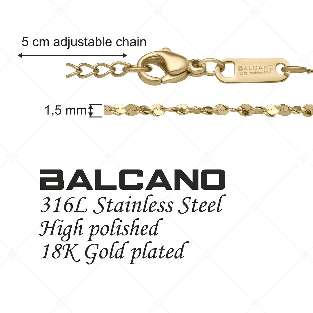 BALCANO - Twisted Serpentin / Nemesacél csavart szerpentin nyaklánc 18K arany bevonattal - 1,5 mm (341282BC88)