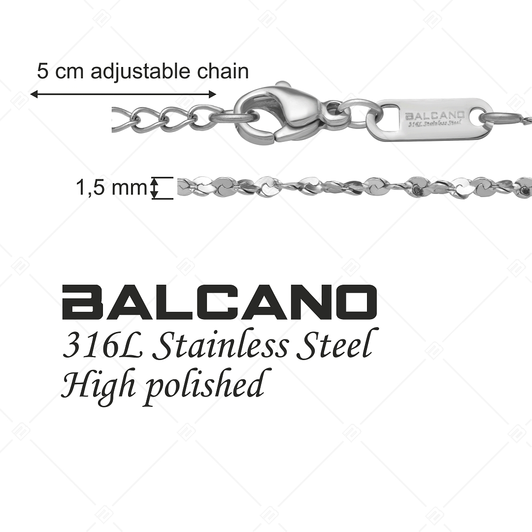 BALCANO - Twisted Serpentin / Nemesacél csavart szerpentin nyaklánc magasfényű polírozással - 1,5 mm (341282BC97)