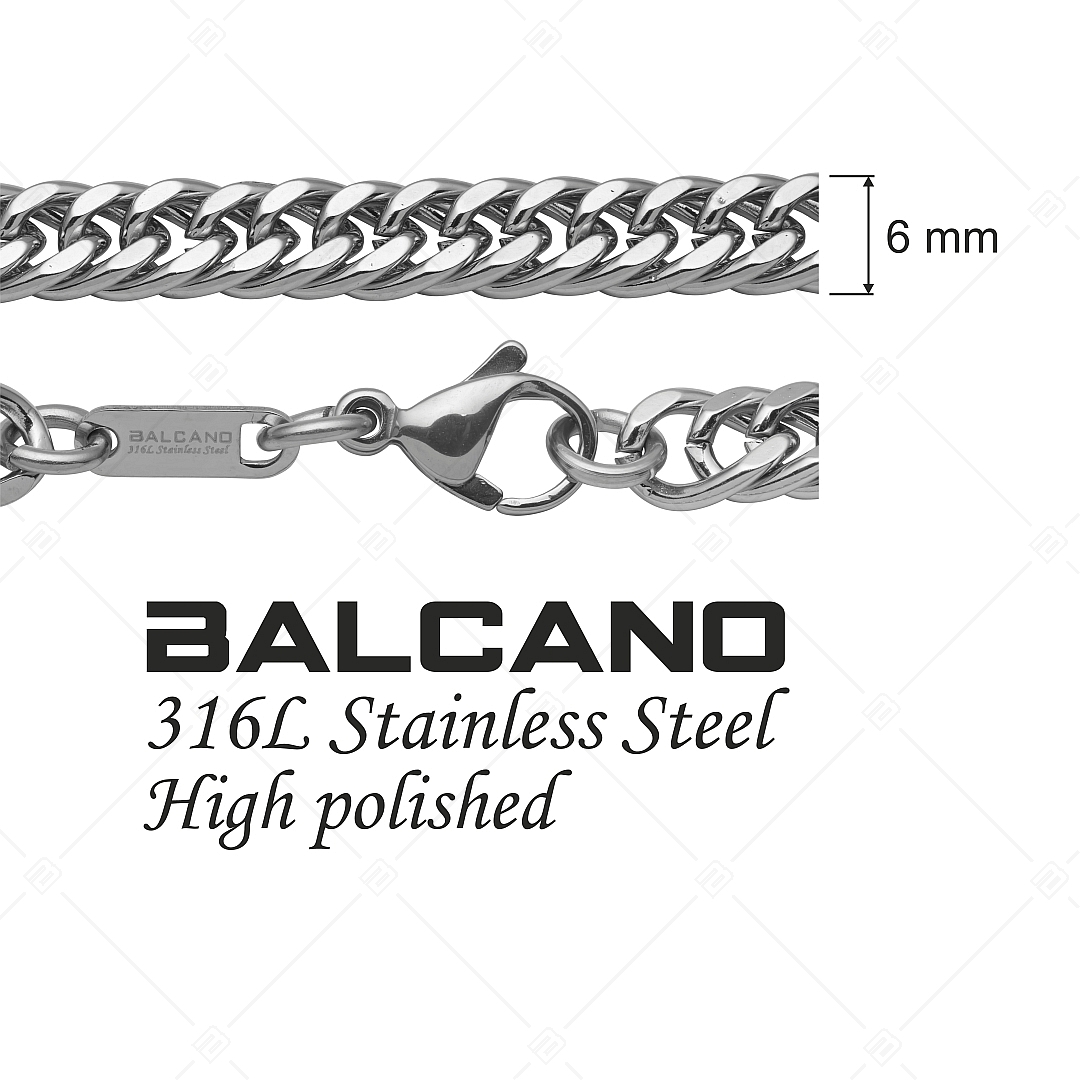 BALCANO - Double Curb / Nemesacél dupla pancer nyaklánc magasfényű polírozással - 6 mm (341288BC97)