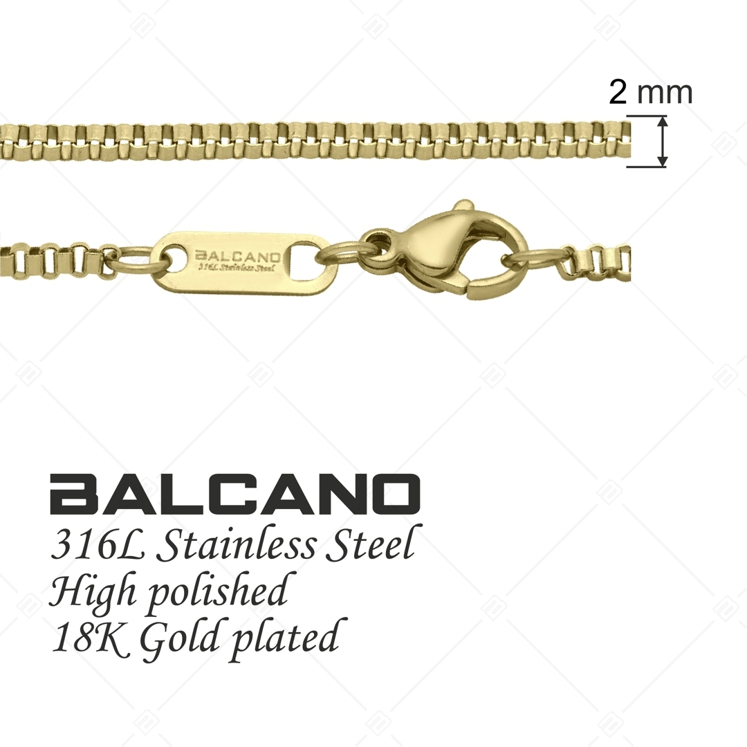 BALCANO - Venetian / Nemesacél velencei kocka nyaklánc 18K arany bevonattal - 2 mm (341293BC88)