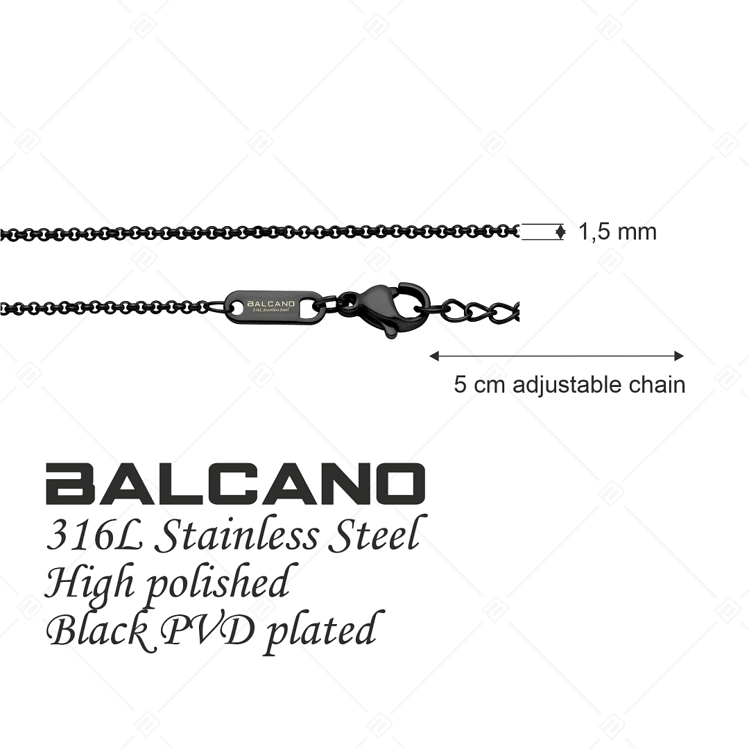 BALCANO - Belcher / Nemesacél roló lánc típusú nyaklánc fekete PVD bevonattal - 1,5 mm (341302BC11)