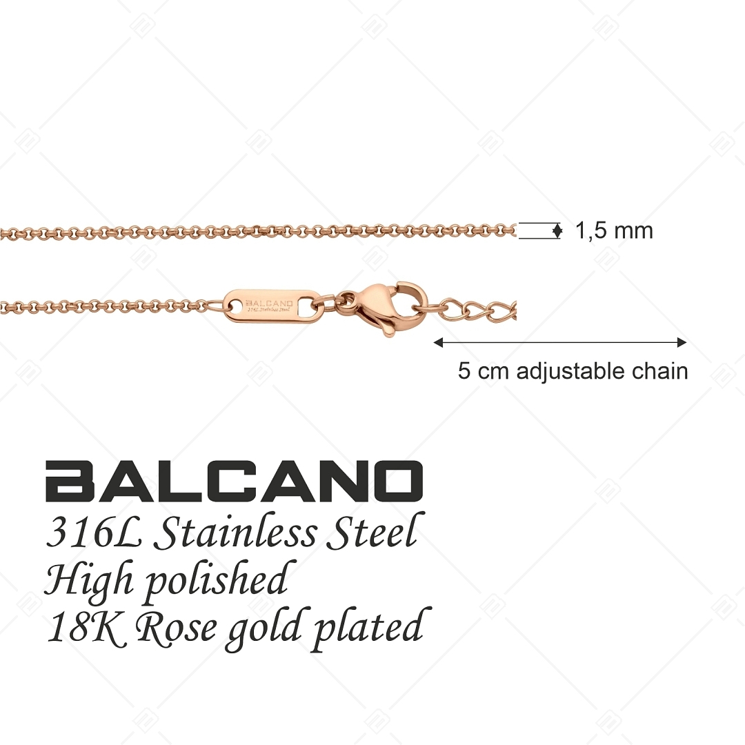BALCANO - Belcher / Nemesacél roló lánc típusú nyaklánc 18K rozé arany bevonattal - 1,5mm (341302BC96)