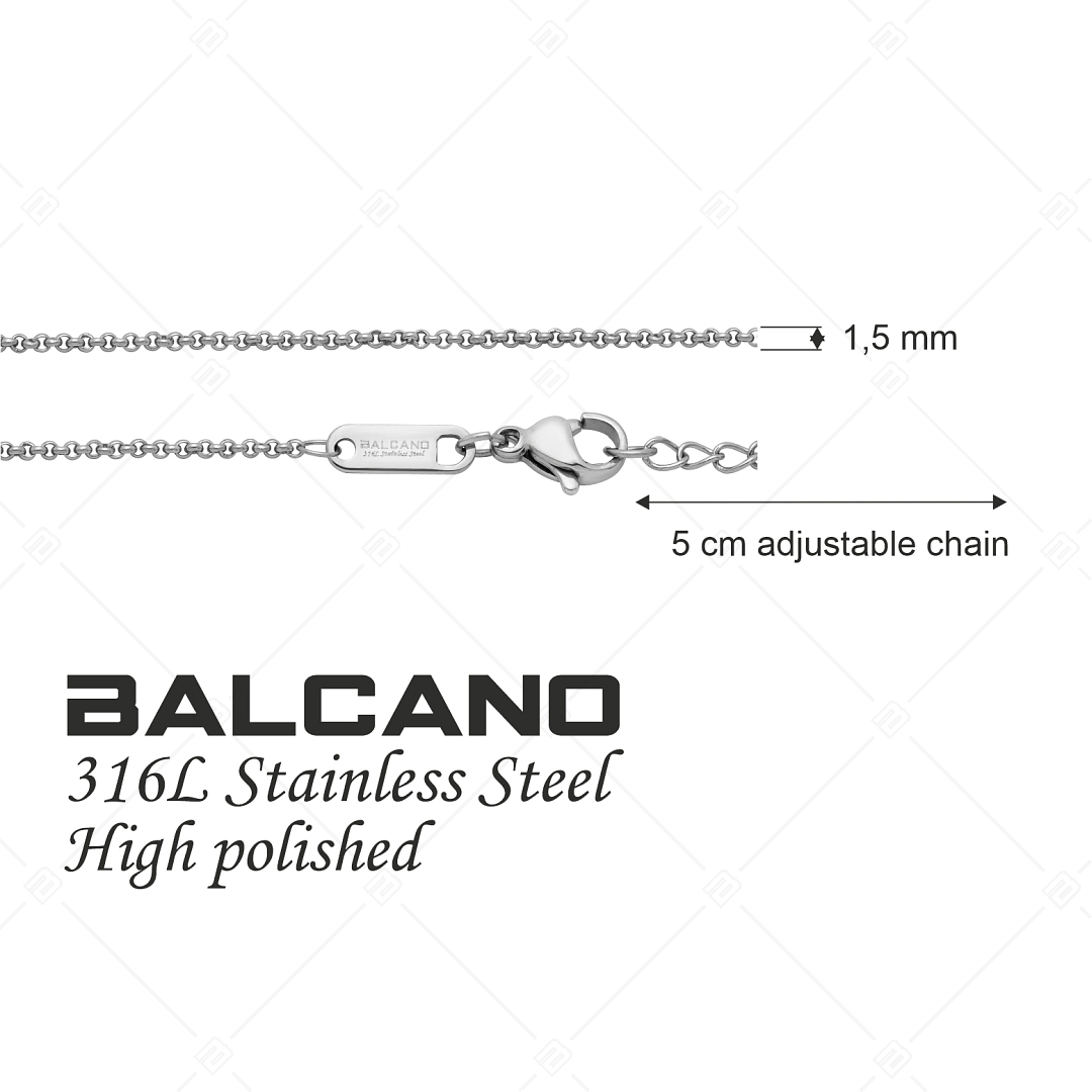 BALCANO - Belcher / Nemesacél roló lánc típusú nyaklánc magasfényű polírozással - 1,5mm (341302BC97)