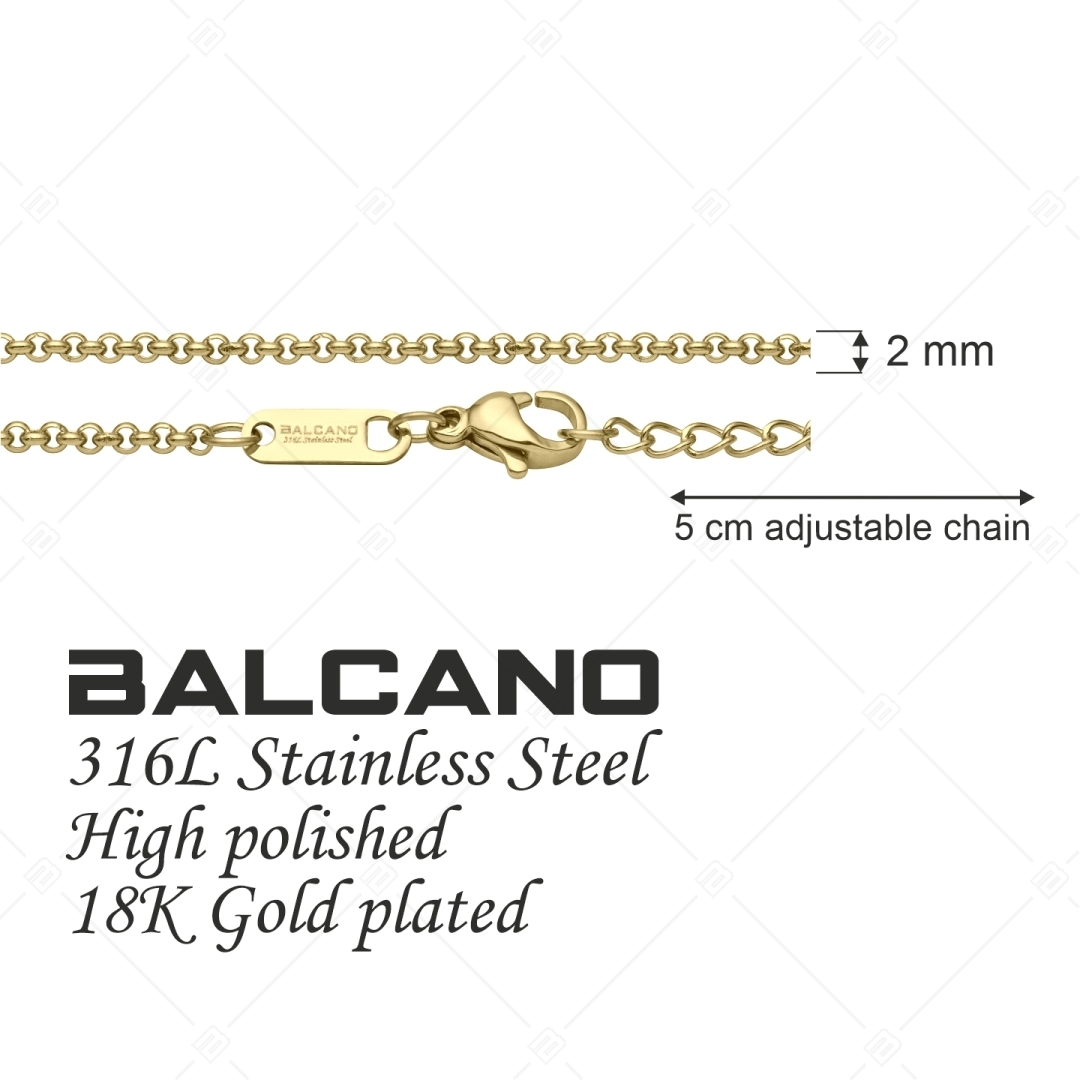 BALCANO - Belcher / Nemesacél roló lánc típusú nyaklánc 18K arany bevonattal - 2 mm (341303BC88)