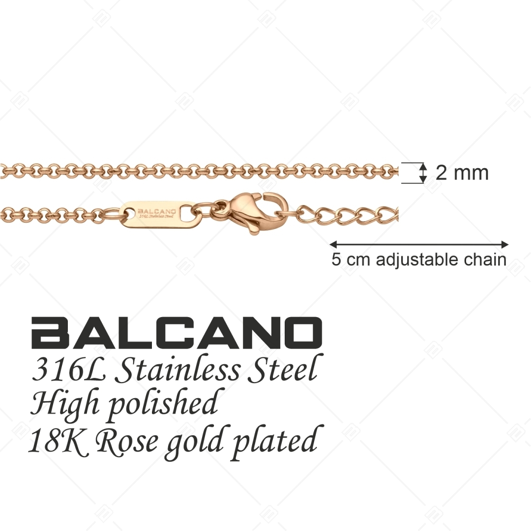 BALCANO - Belcher / Nemesacél roló lánc típusú nyaklánc 18K rozé arany bevonattal - 2 mm (341303BC96)